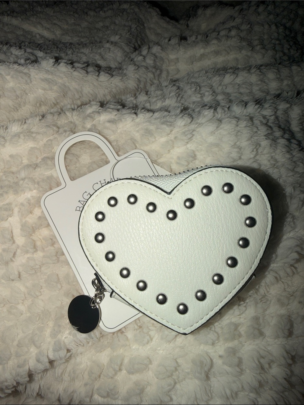 Urban Outfitters White Heart Studded Key & Card Holder